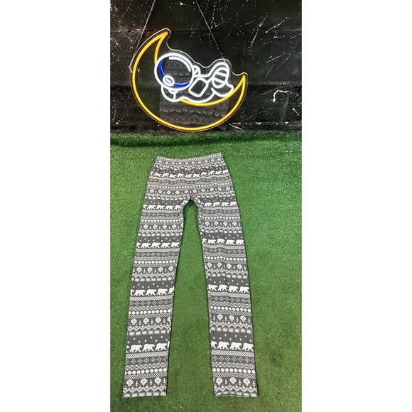Pink Rose Full Length Leggings Gray Bears/Snow Womens Size LG‎ Fleece - Picture 1 of 7